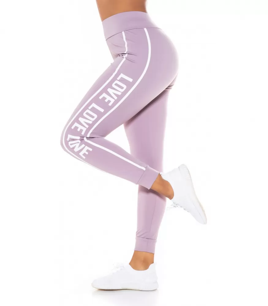 Lilat korkeavyötäröiset LOVE leggingsit [LÖYTÖ]