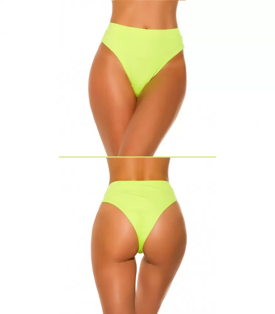 Neonkeltaiset korkeavyötäröiset brazilian bikinihousut