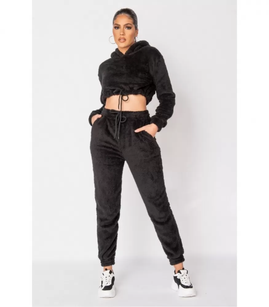 Parisian musta teddy borg crop oloasusetti [LÖYTÖ]