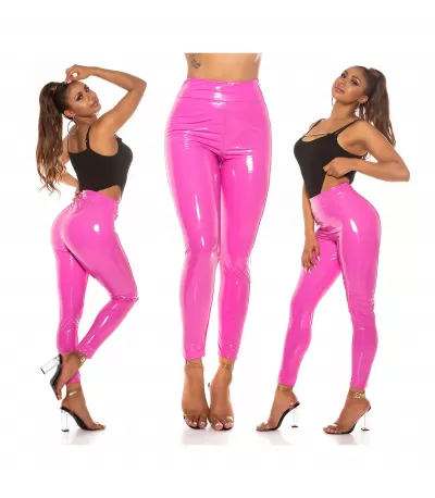 Pinkit korkeavyötäröiset latex look housut