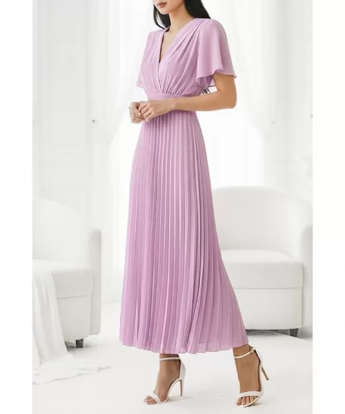 Elle Style Loriana lyhythihainen lila pitkä vekkimekko