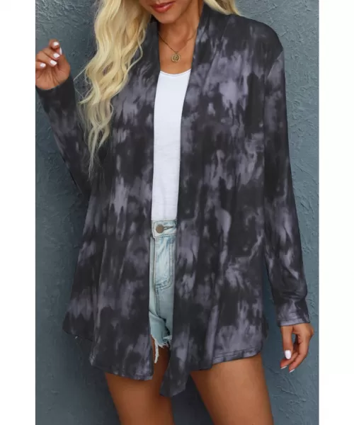 Harmaa solmuvärjätty avonainen neuletakki [TAMMIALE -20%]