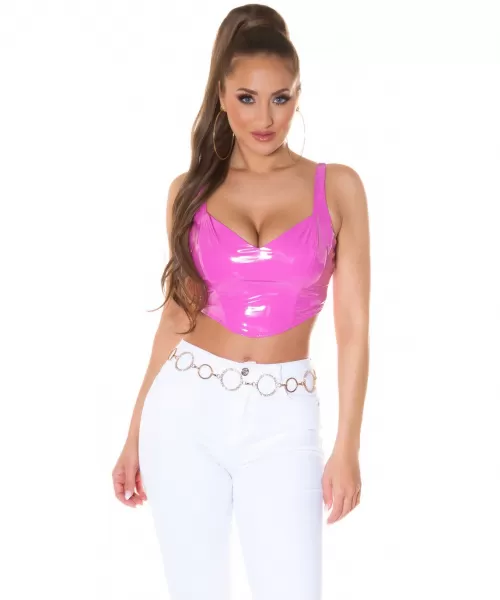 Koucla pinkki latex look lyhyt toppi