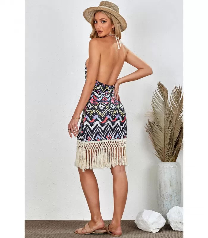 Aztec värikäs printtikuvioinen hapsumekko [LÖYTÖ]