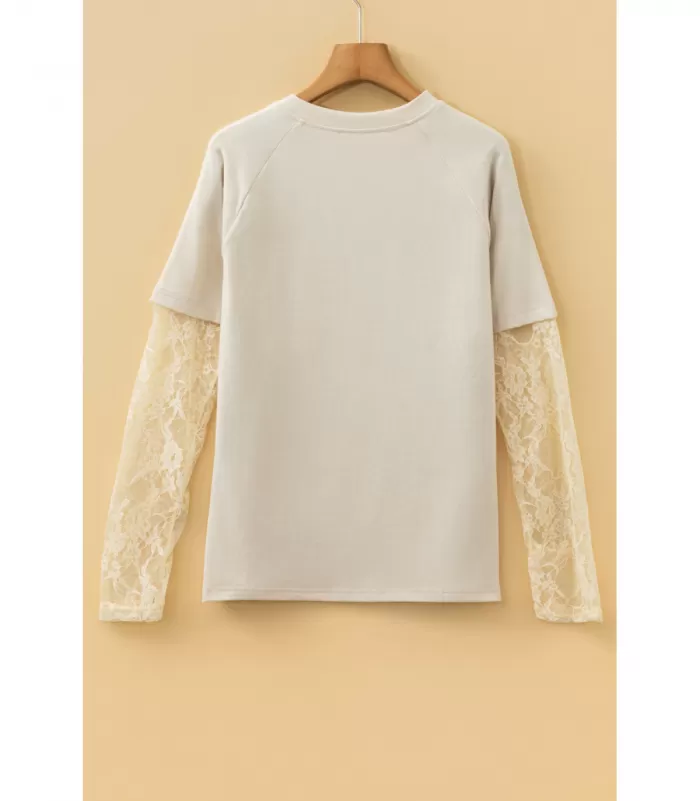 Beige 2in1 paita pitsihihoilla