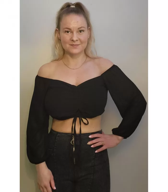 CW Cirilla musta off-shoulder latinapaita [TAMMIALE -30%]