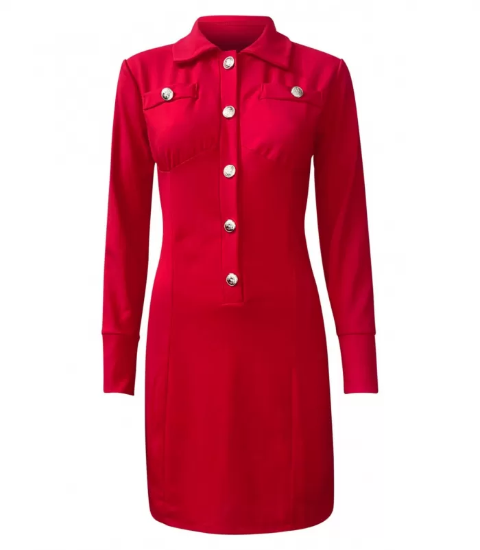 CW Eliya punainen nappikoristeinen mekko