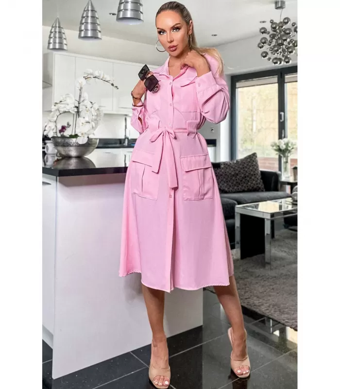 CW Jocelyn vaaleanpunainen taskullinen paitamekko vyöllä [TAMMIALE -20%]