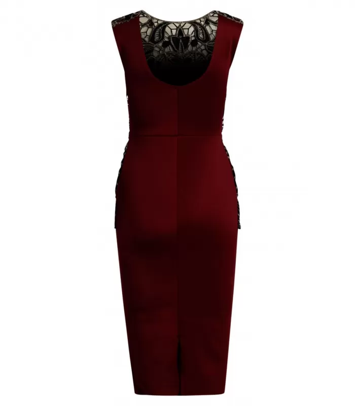 CW Kara viininpunainen koristekirjailtu mekko