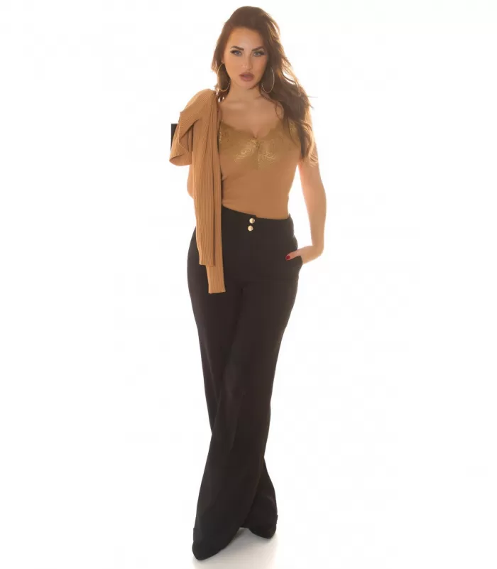 Cappuccino pitsikoristeinen neuletoppi + lyhyt neulepaita