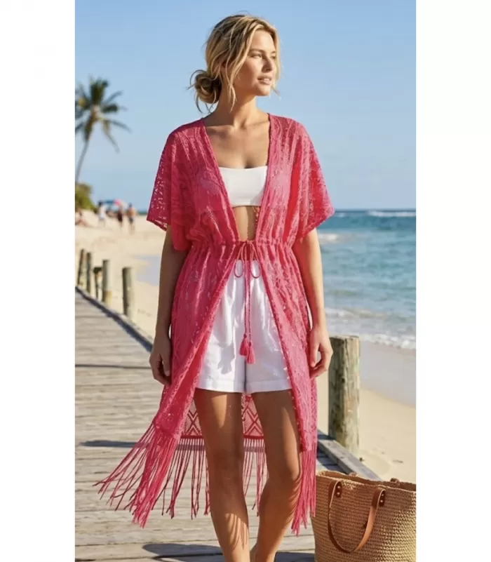 CiCi neonpinkki pitsikimono hapsuilla
