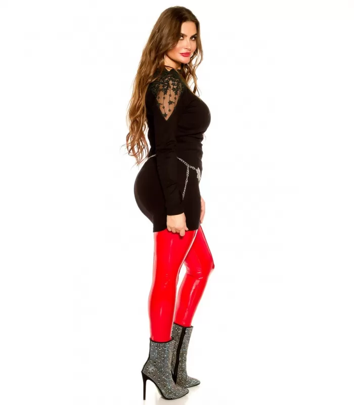 Curvy Girls Koucla musta pitsikoristeinen neulemekko