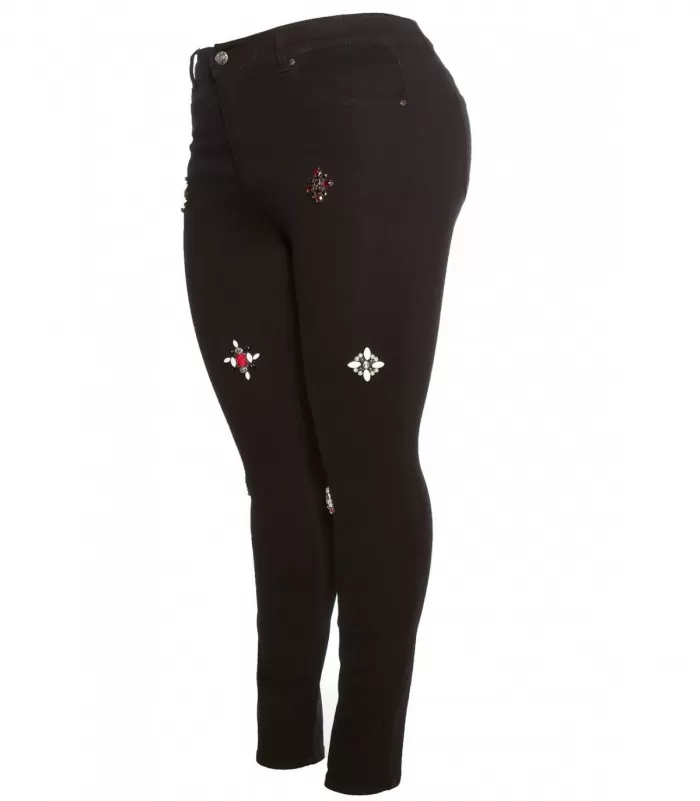 Curvy Girls Size mustat koristellut farkut