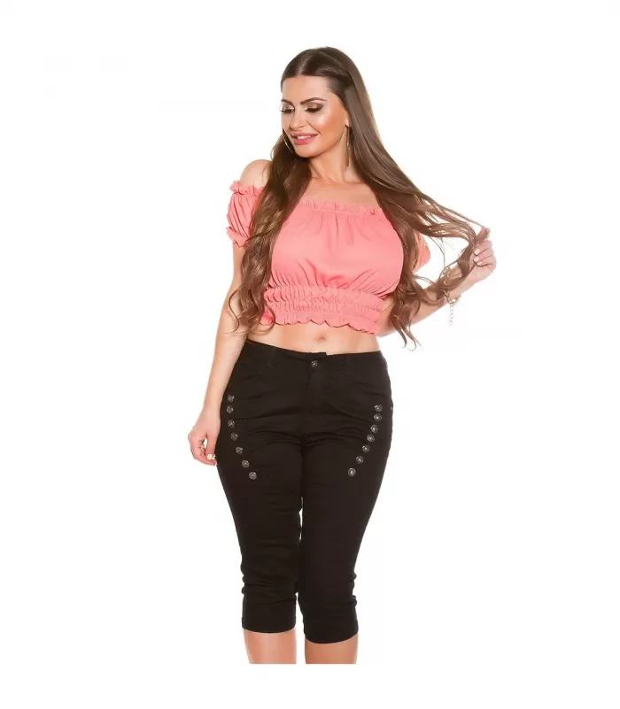 Curvy Girls Size mustat nappikoristeiset caprit [LÖYTÖ]