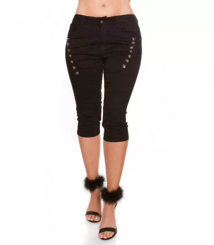 Curvy Girls Size mustat nappikoristeiset caprit [LÖYTÖ]