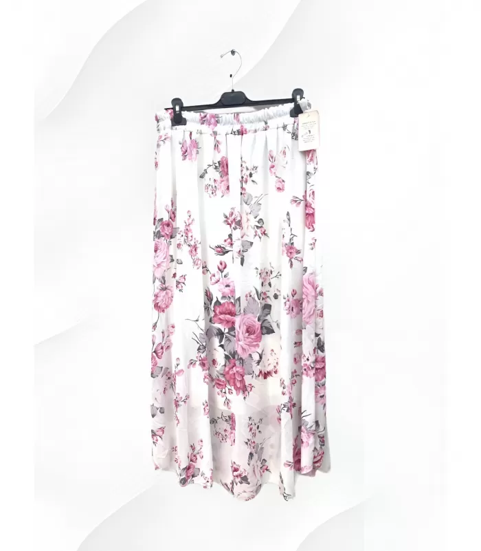 EF valkoinen kukkakuvioinen maksihame (plus size)