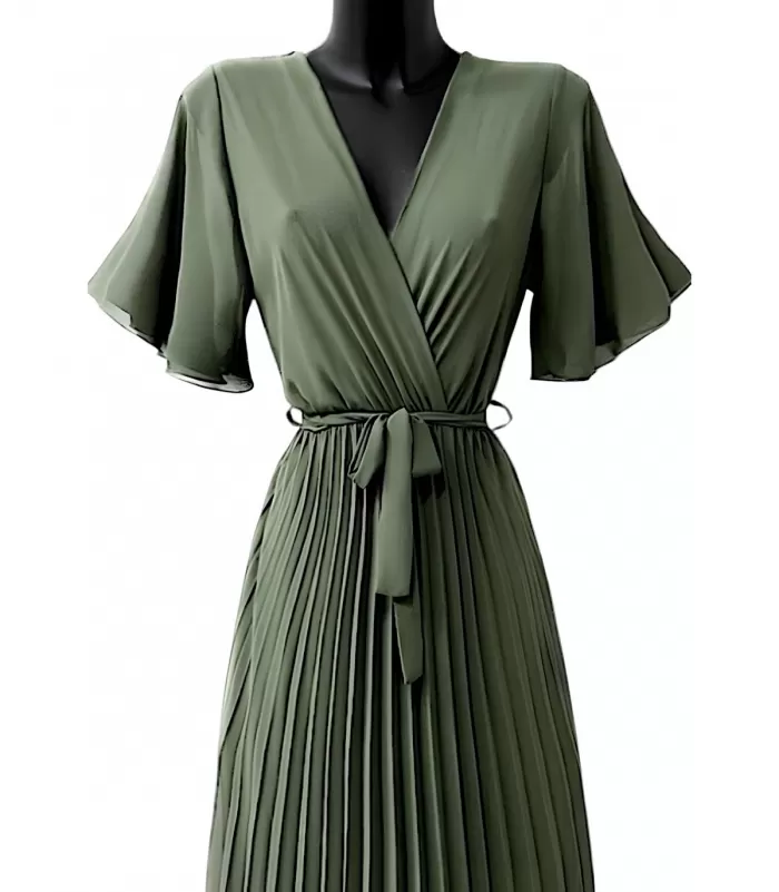 Elle Style Alita khaki pitkä vekkimekko vyöllä