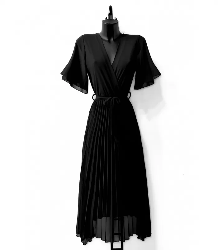 Elle Style Alita musta pitkä vekkimekko vyöllä