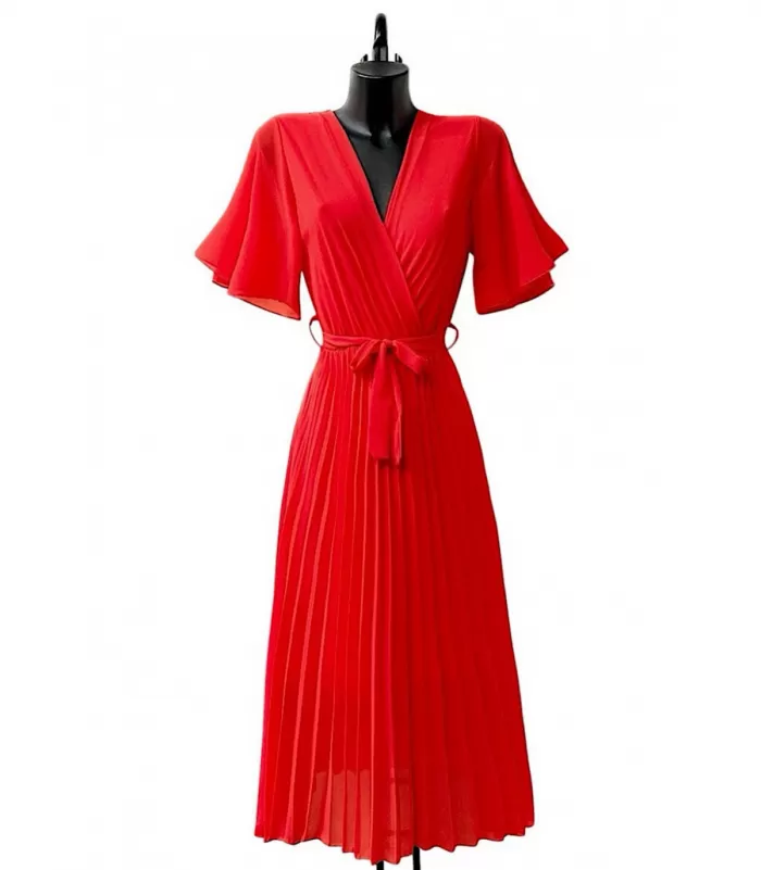 Elle Style Alita punainen pitkä vekkimekko vyöllä