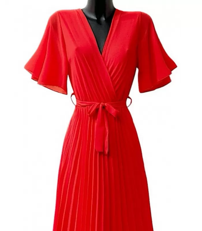 Elle Style Alita punainen pitkä vekkimekko vyöllä