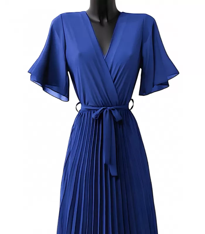 Elle Style Alita sininen pitkä vekkimekko vyöllä