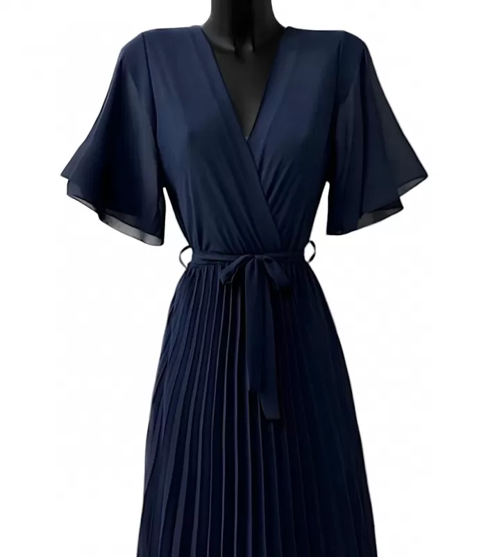 Elle Style Alita tummansininen pitkä vekkimekko vyöllä