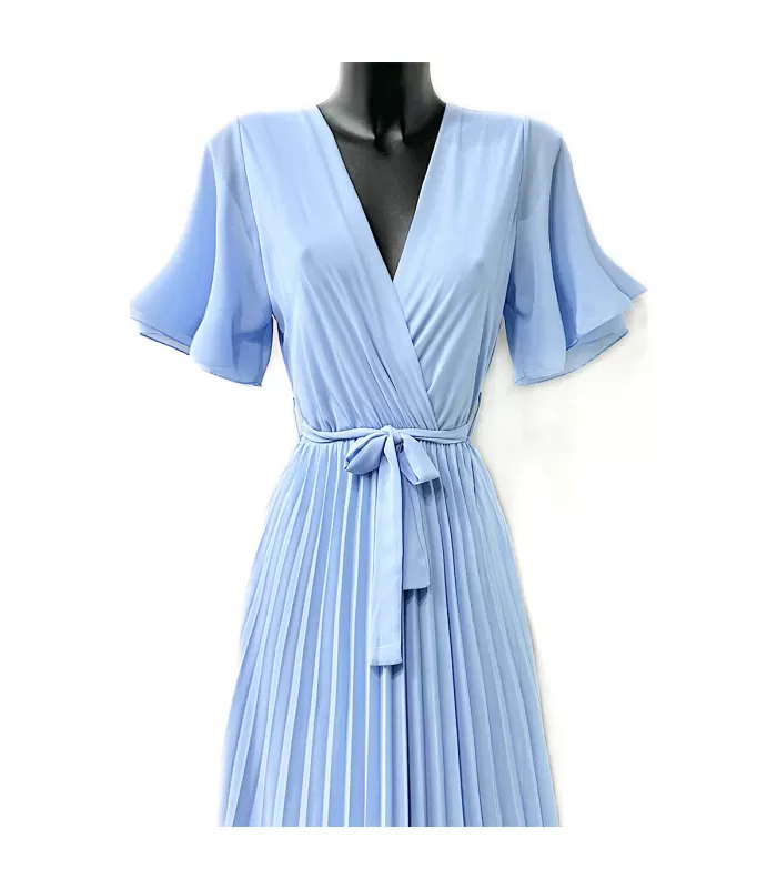 Elle Style Alita vaaleansininen pitkä vekkimekko vyöllä