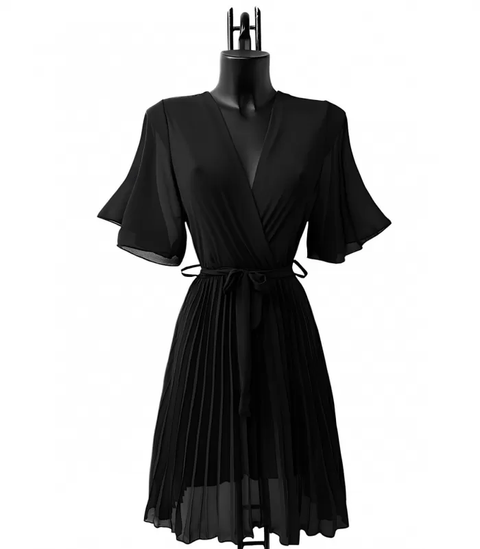 Elle Style Bethany musta lyhyt vekkimekko vyöllä