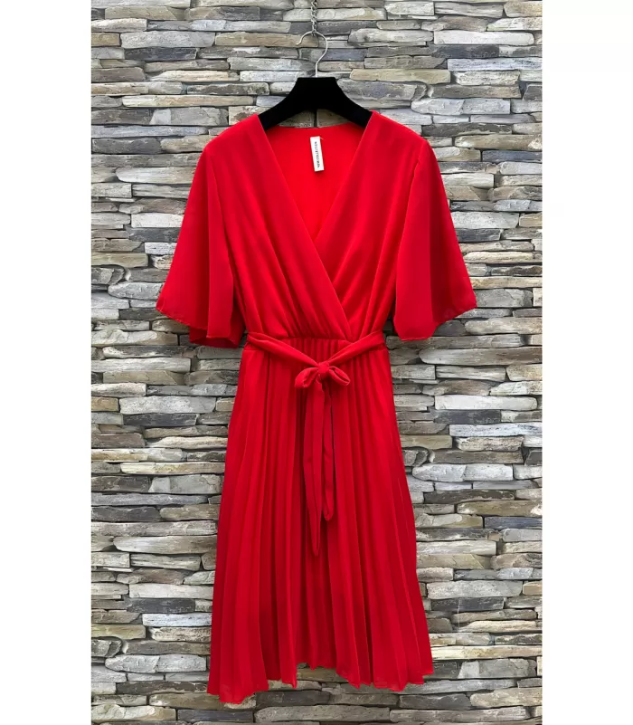 Elle Style Bethany punainen lyhyt vekkimekko vyöllä