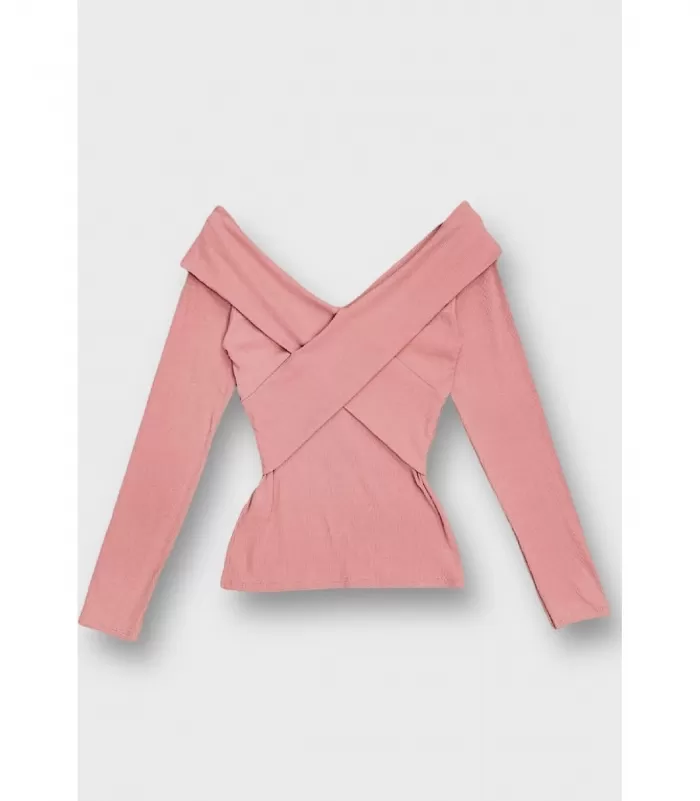 Elle Style Fanny vaaleanpunainen pitkähihainen paita