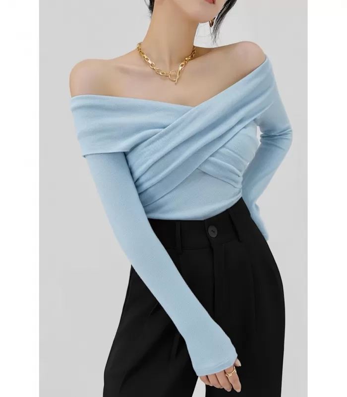 Elle Style Fanny vaaleansininen pitkähihainen paita