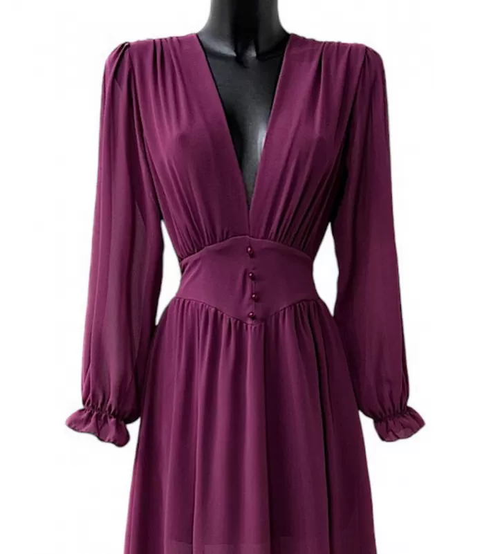 Elle Style Julietta mauve maksimekko helminapeilla