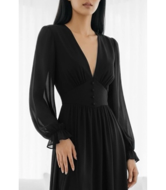 Elle Style Julietta musta maksimekko helminapeilla