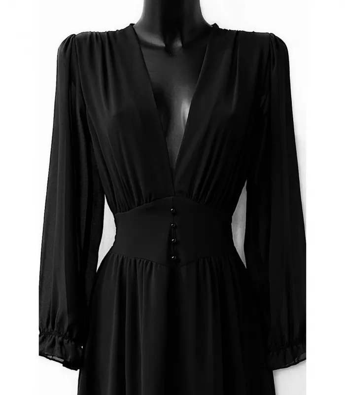 Elle Style Julietta musta maksimekko helminapeilla