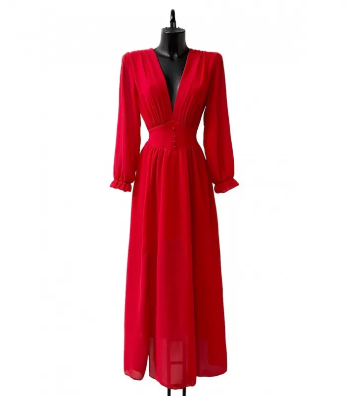 Elle Style Julietta punainen maksimekko helminapeilla