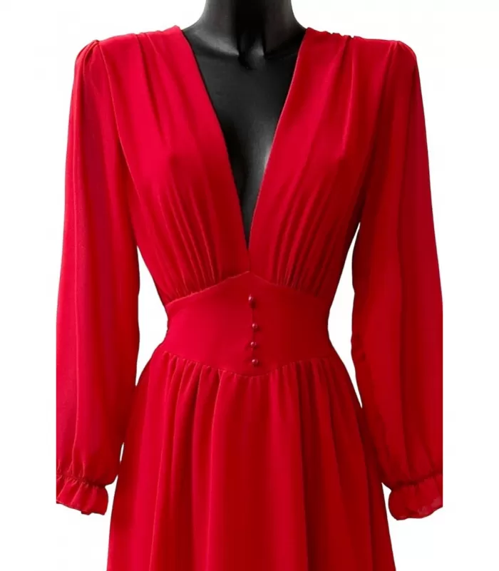 Elle Style Julietta punainen maksimekko helminapeilla