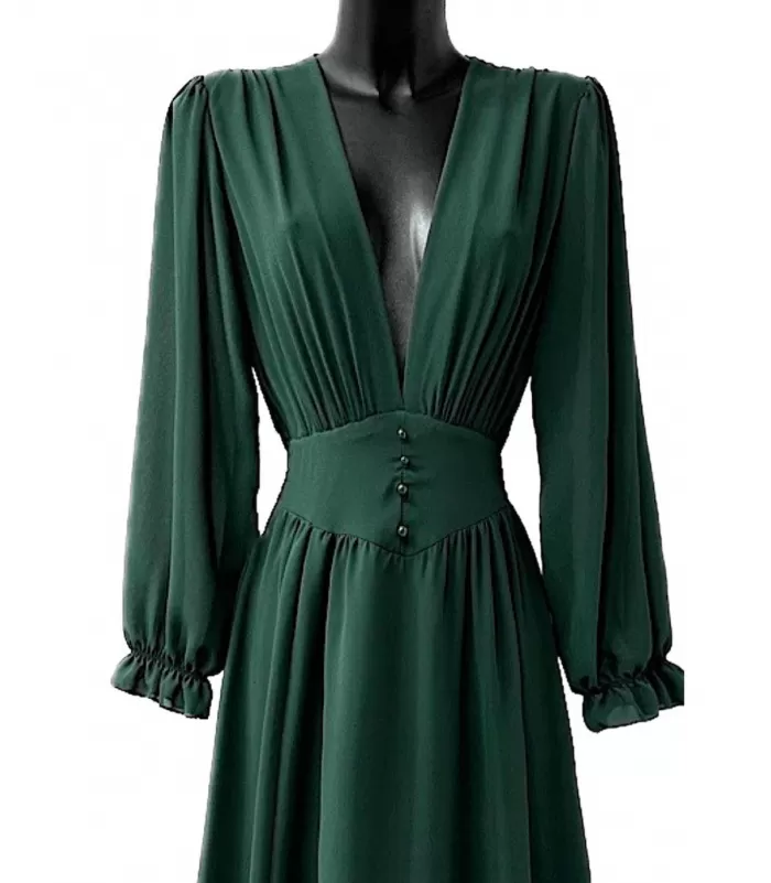 Elle Style Julietta vihreä maksimekko helminapeilla