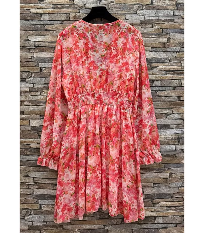 Elle Style Juliette punainen kukkakuvioinen mekko helminapeilla