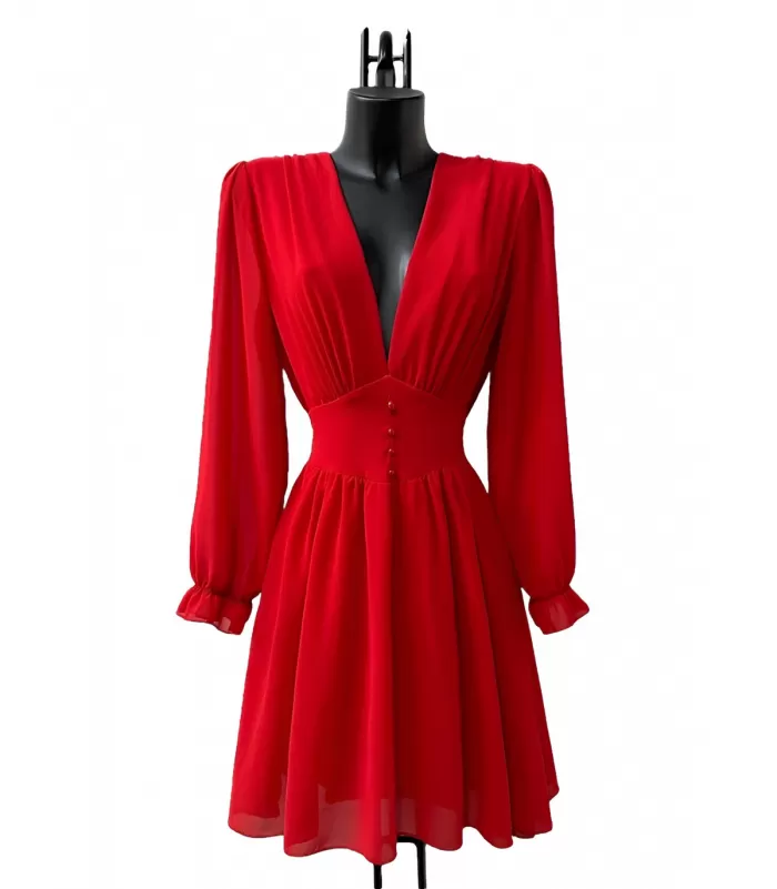 Elle Style Juliette punainen mekko helminapeilla