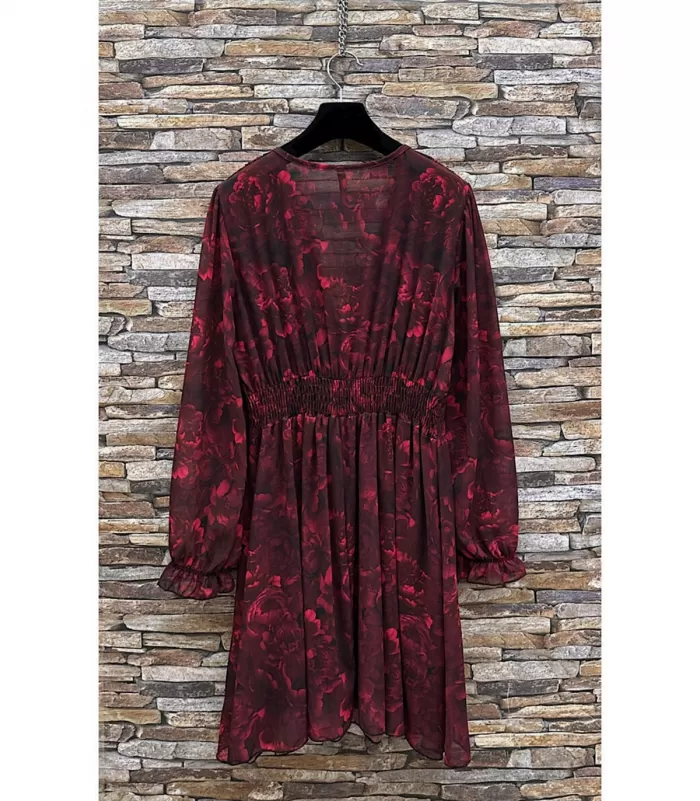 Elle Style Juliette punamusta ruusukuvioinen mekko helminapeilla