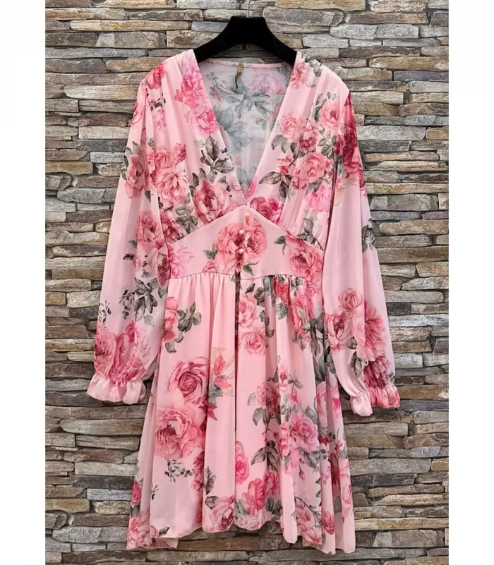 Elle Style Juliette vaaleanpunainen ruusukuvioinen mekko helminapeilla
