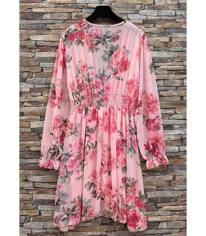 Elle Style Juliette vaaleanpunainen ruusukuvioinen mekko helminapeilla