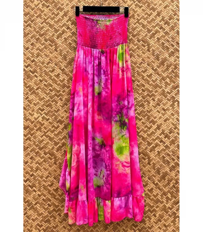 Elle Style Mady pinkki printtikuvioinen high low -mekko