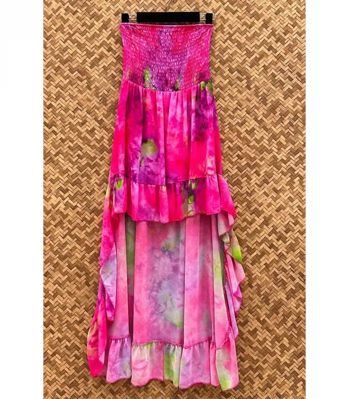 Elle Style Mady pinkki printtikuvioinen high low -mekko
