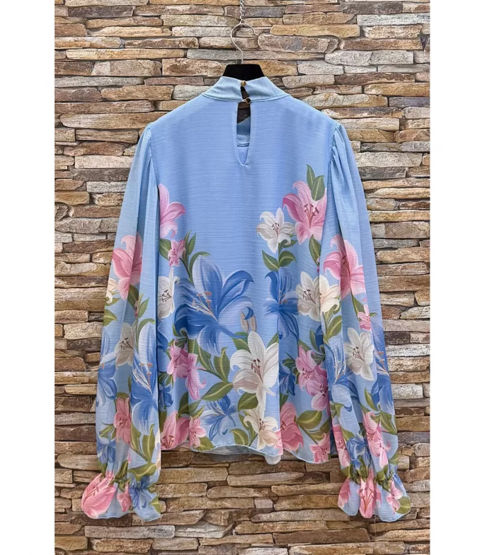 Elle Style Sylvia vaaleansininen kukkakuvioinen pusero