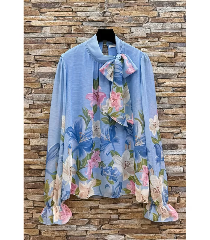 Elle Style Sylvia vaaleansininen kukkakuvioinen pusero