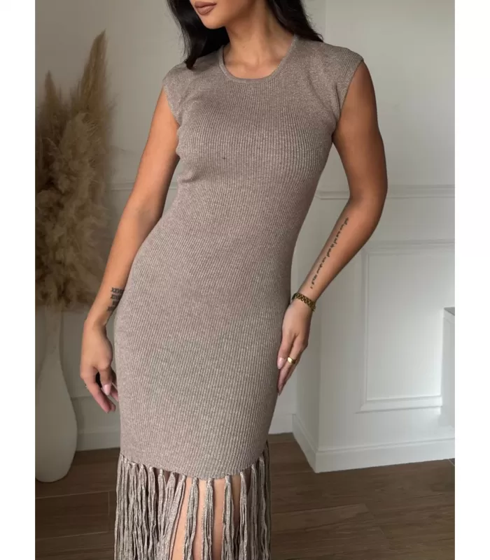 Emma Ashley beige hihaton neulemekko hapsuilla