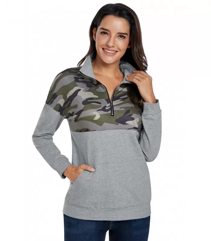 Harmaa maastokuvioinen collegepaita