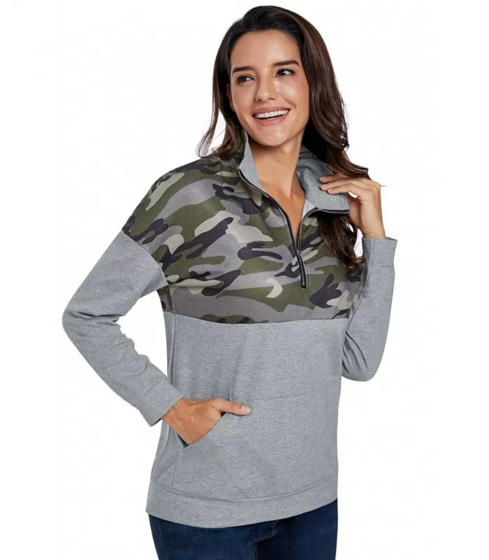 Harmaa maastokuvioinen collegepaita