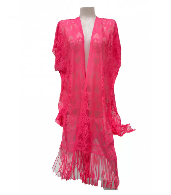 Heart pinkki pitsikimono hapsuilla